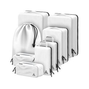 8 Piece Packing Cubes Compression Bags Travel Set Waterproof Luggage Organizers